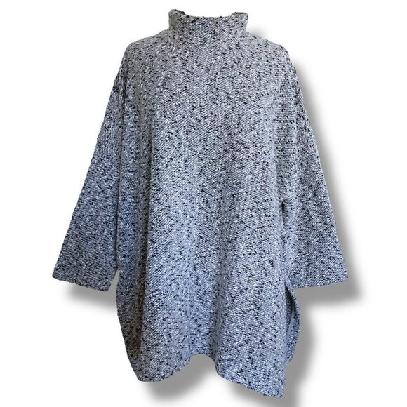 Lou & Grey for LOFT Womens Pullover XL Gray Mock Neck Boucle Tweed Knit Boxy Top - Picture 1 of 8